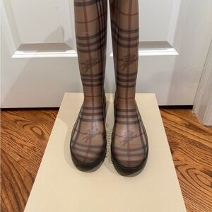 Burberry Beige Knee-High Rain Boots